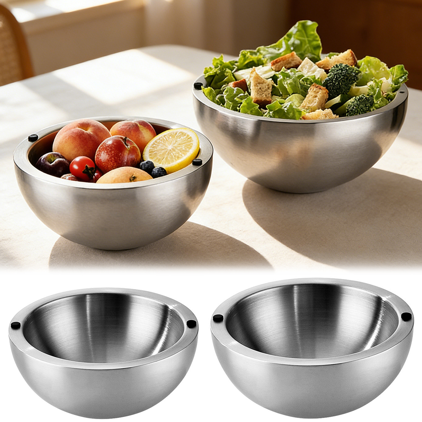 Food Storage Heat - 304 Thickened Salad Mixing Bowls Stainless