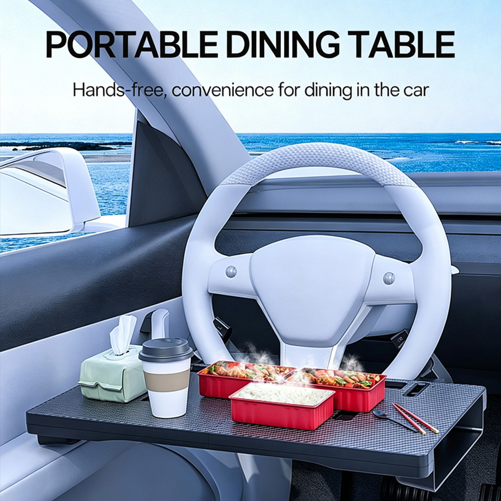 Food Storage Heat - 2-in-1 Foldable Car Steering Wheel Desk