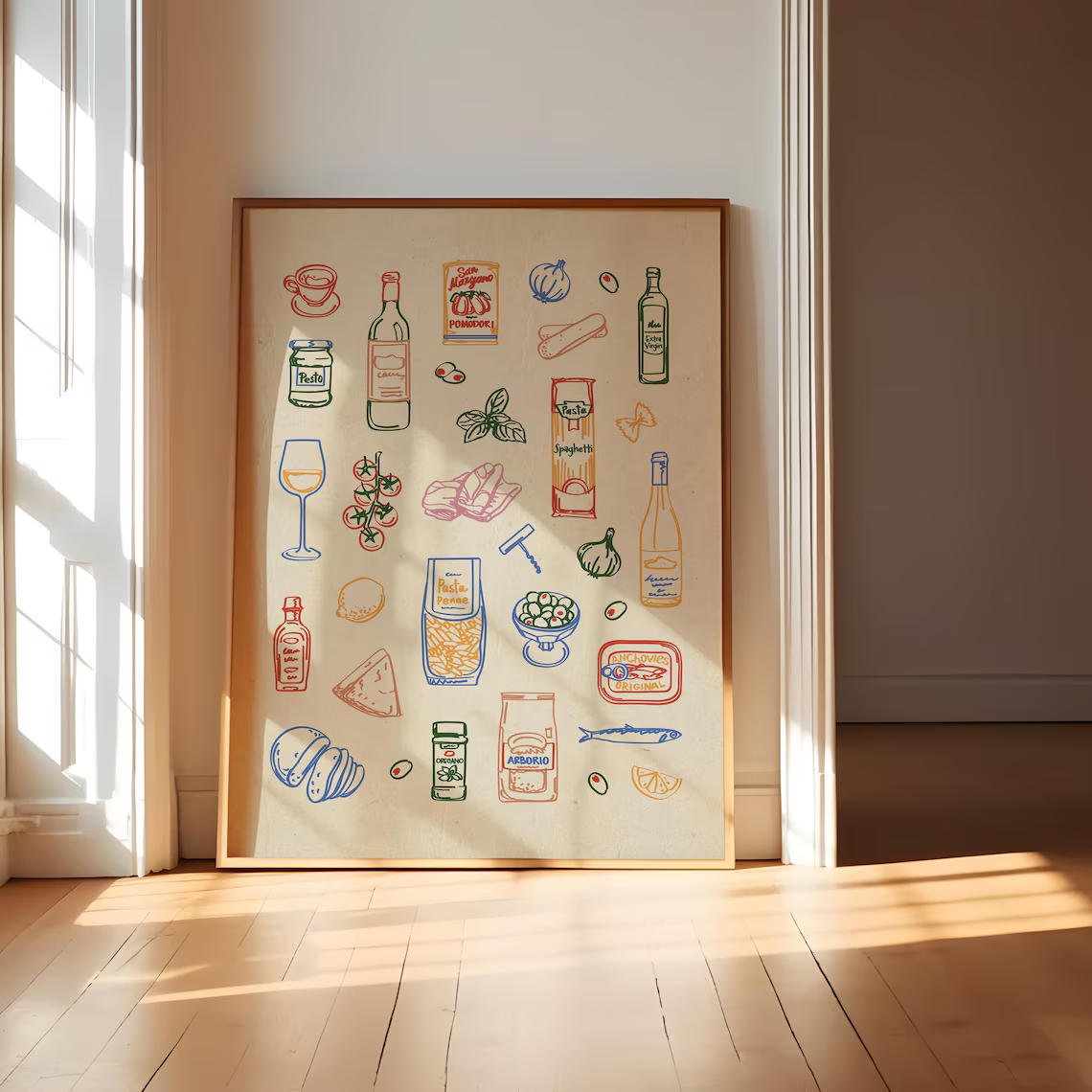 Food Storage Tank - Whimsical Ingredient Sketch Wall Art San