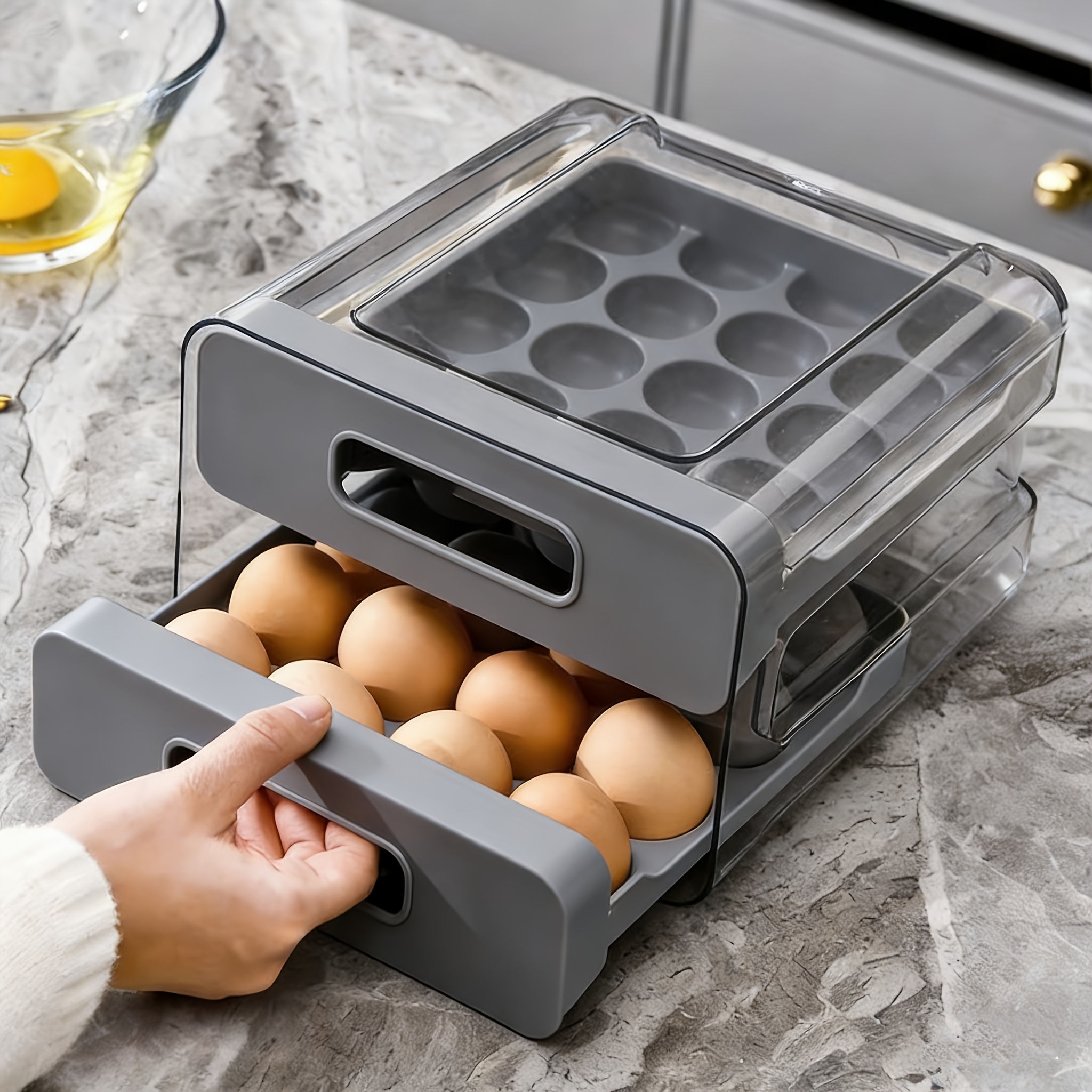 Food Storage Drawers - 1pc Grey Egg Carton Organizer Compatible