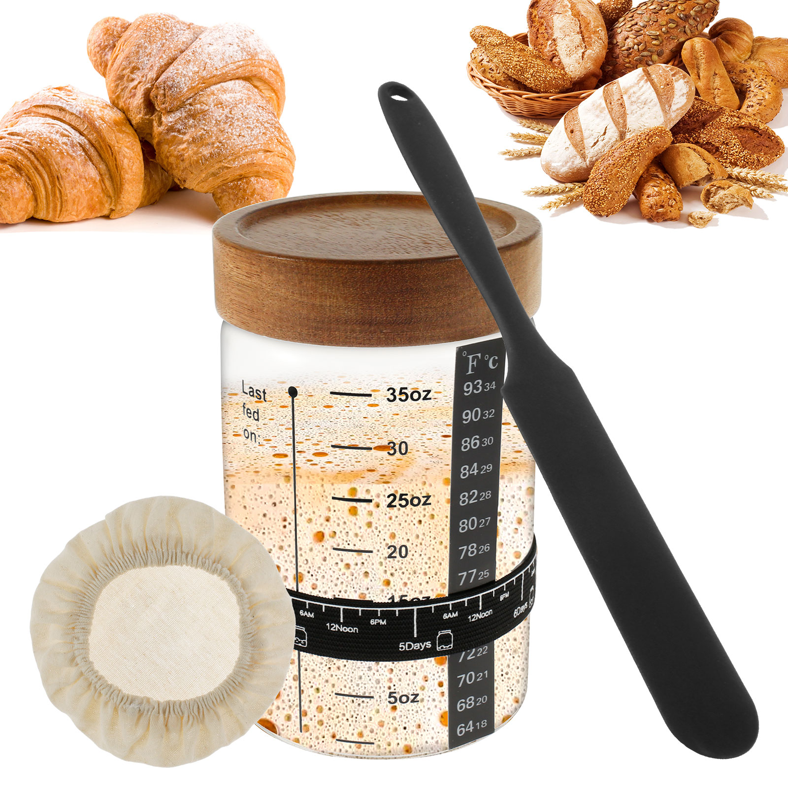 Food Storage Tank - Sourdough Starter Jar Kit 1000ml Dough