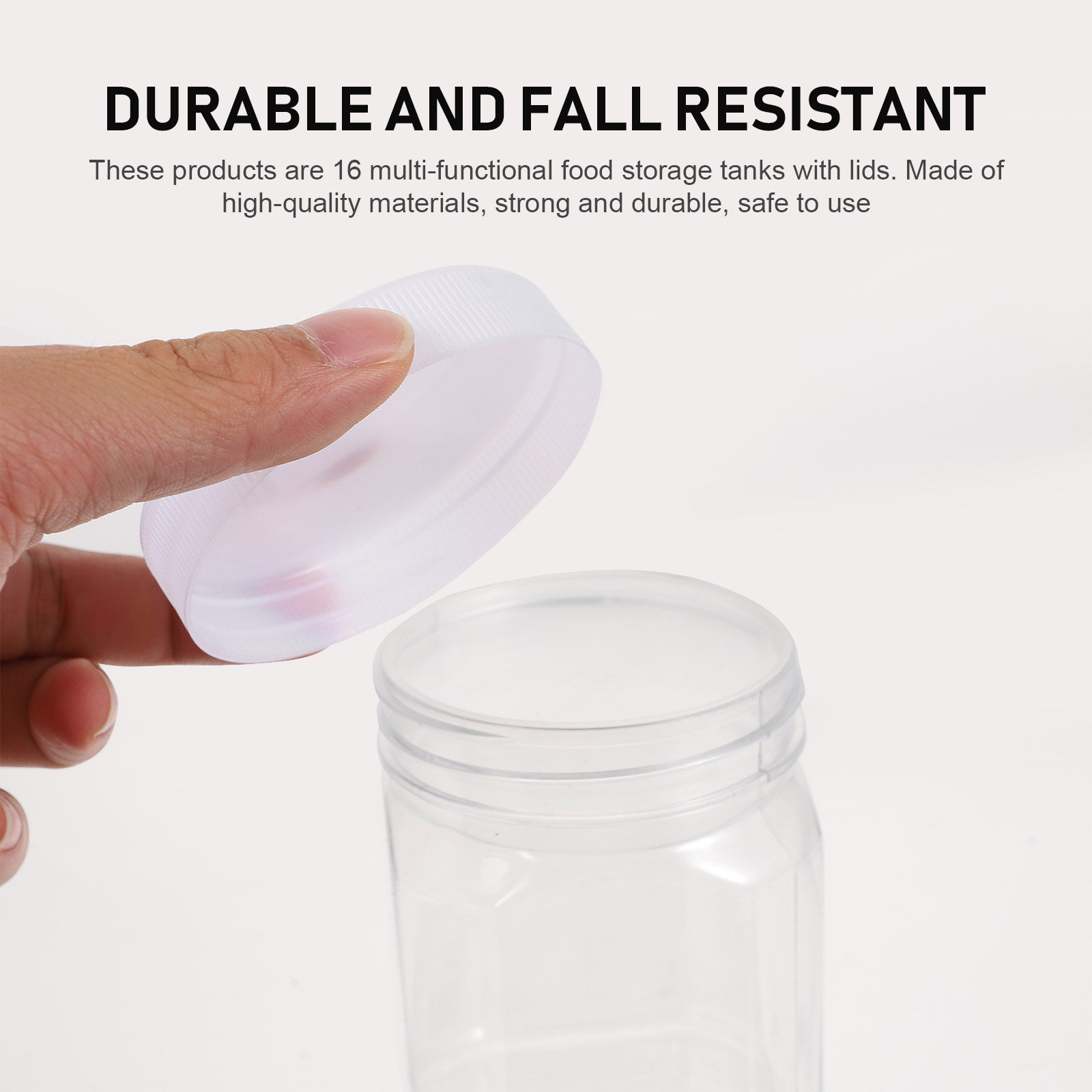 Food Storage Jars & Containers - 16Pcs 1000Ml Strong Plastic Storage Jars