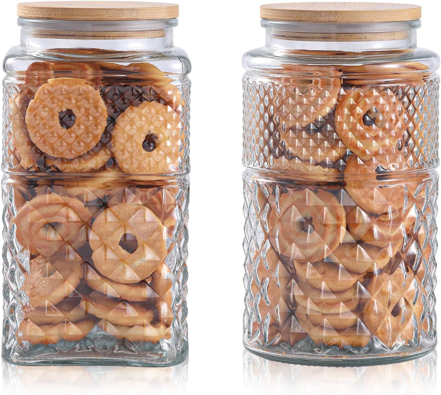 Food Storage Glass Jar - 0.7Gallon/2600ml Glass Cookie Jar, Set of