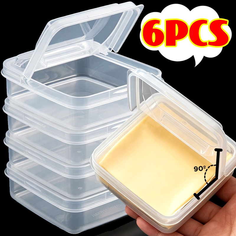 Food Storage Refrigerator - Transparent Sliced Cheese Container with Flip