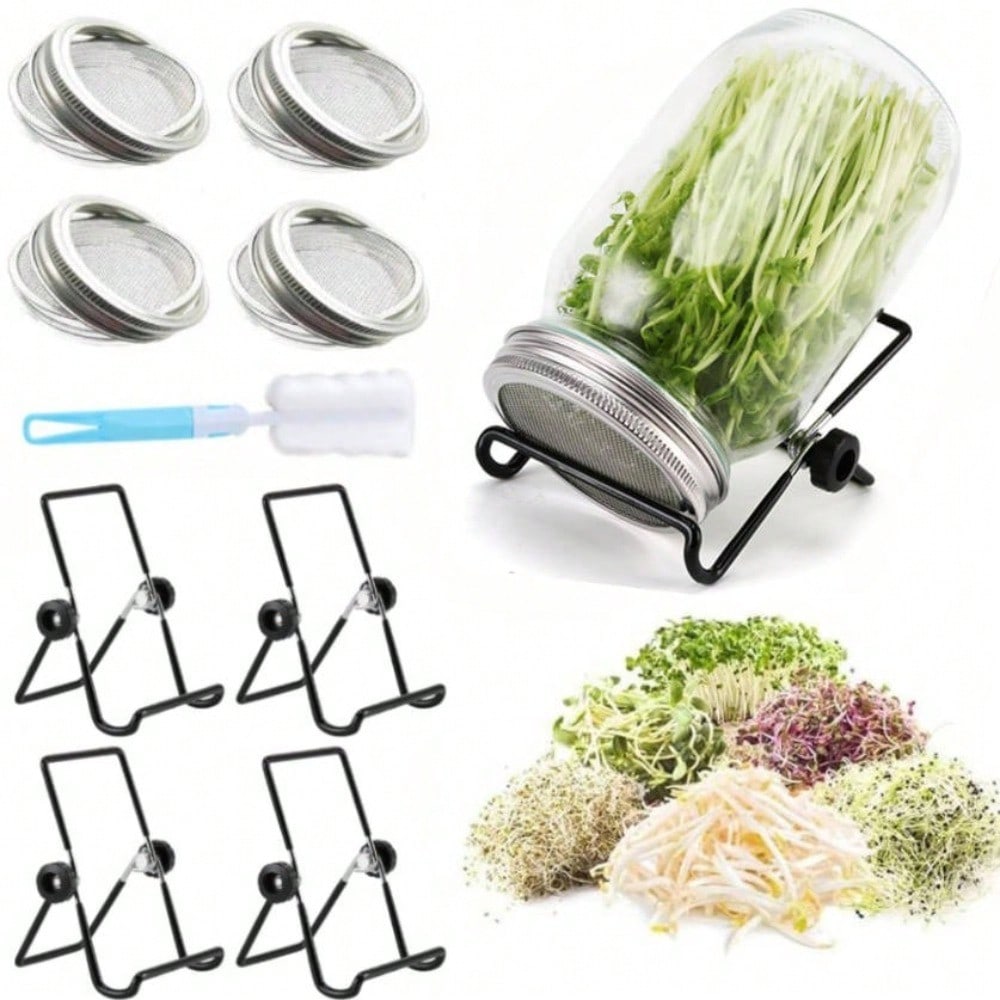 Mason Jar Wide Mouth - 9pcs Sprouting Lids Growing Kit Sprouting