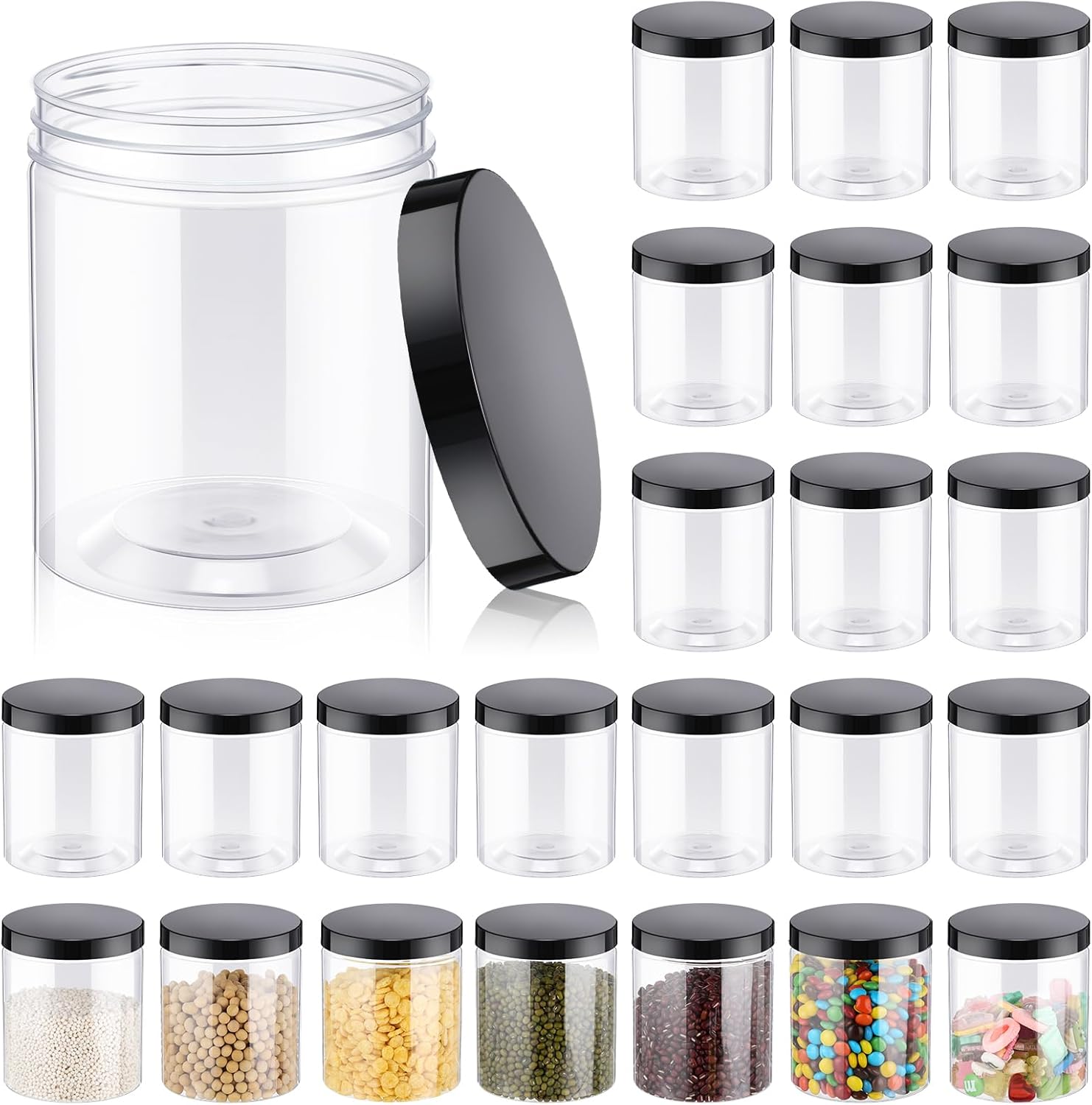 24 Pcs 16oz Plastic Jars with  – Food Storage Glass Jar Bewertung und Preis