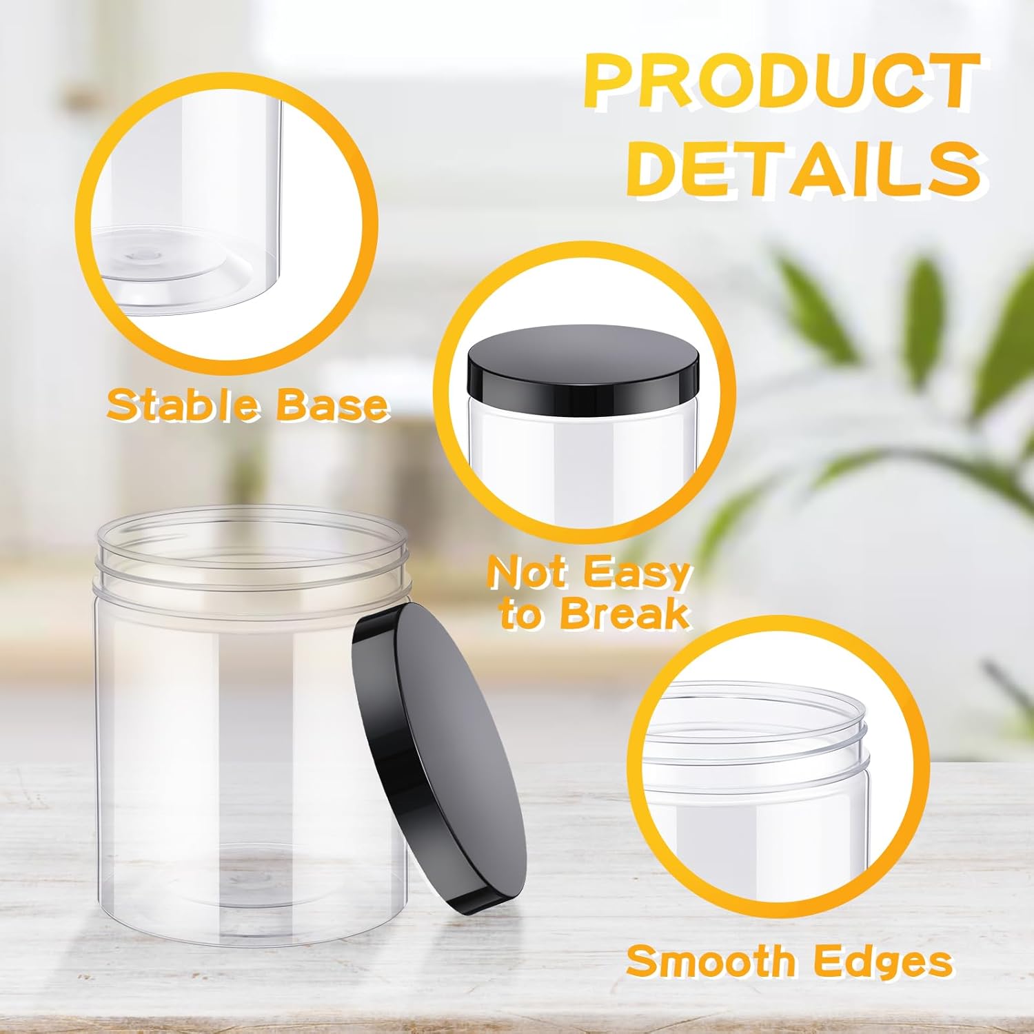24 Pcs 16oz Plastic Jars with  – Food Storage Glass Jar Bewertung und Preis