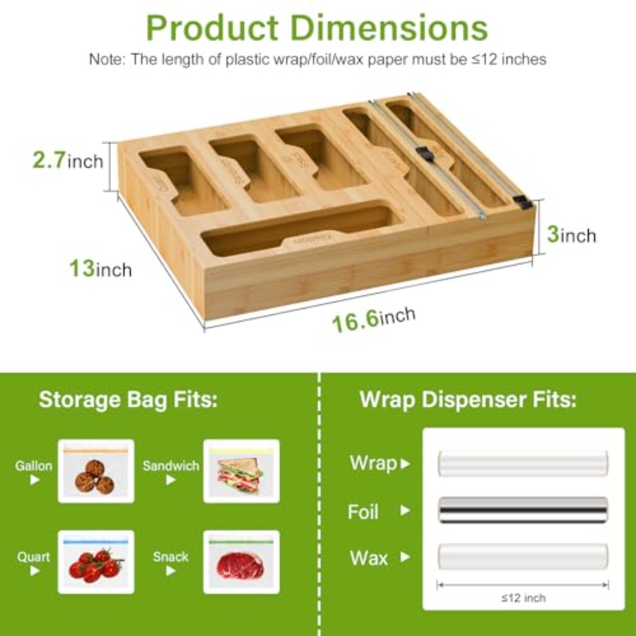 Bamboo Bag Storage Organizer - – Food Storage Drawers Bewertung und Preis
