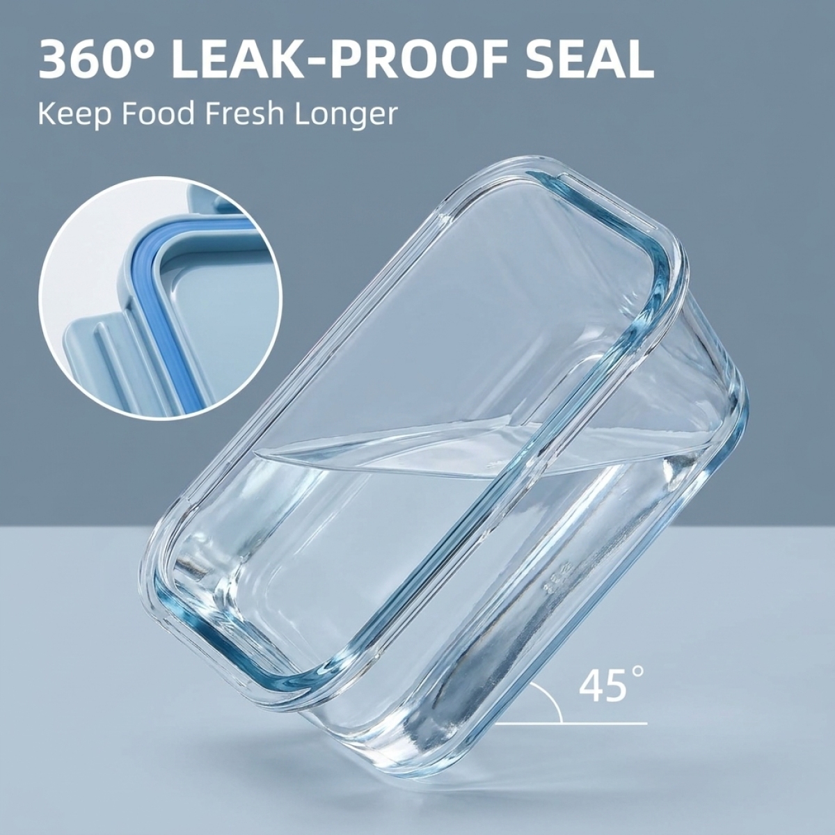 Shallow Blue Glass Bento Box–H – Glass Meal Prep Container Bewertung und Preis