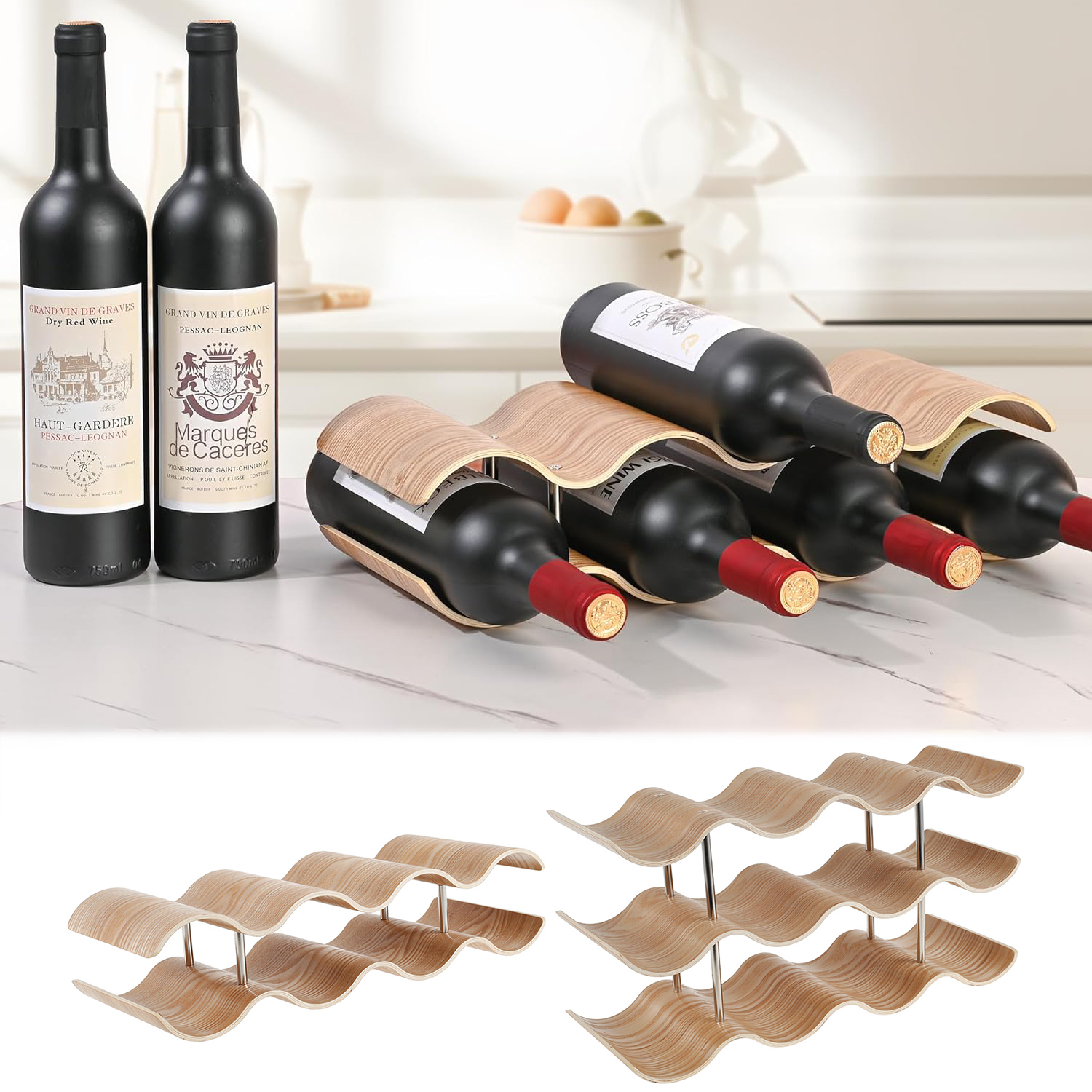 2/3-Tier Wooden Wine Rack Wavy – Food Storage Tank Bewertung und Preis