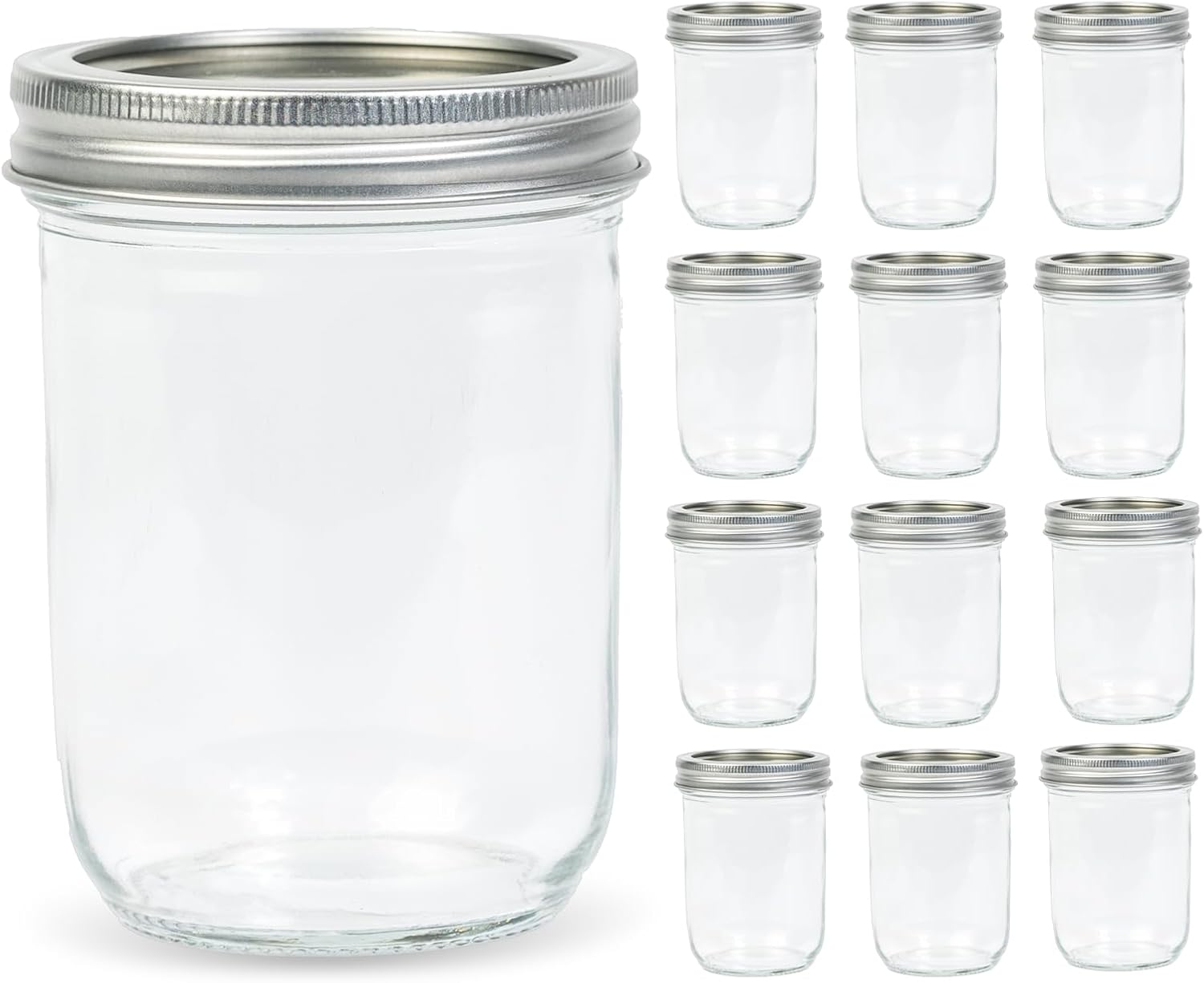 12 Pack 16 oz Wide Mouth Clear – Food Storage Glass Jar Bewertung und Preis