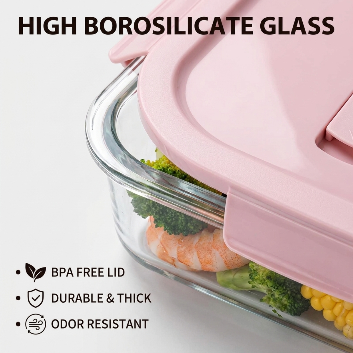 Hot Sale Pink Glass Bow–Secure – Glass Meal Prep Container Bewertung und Preis