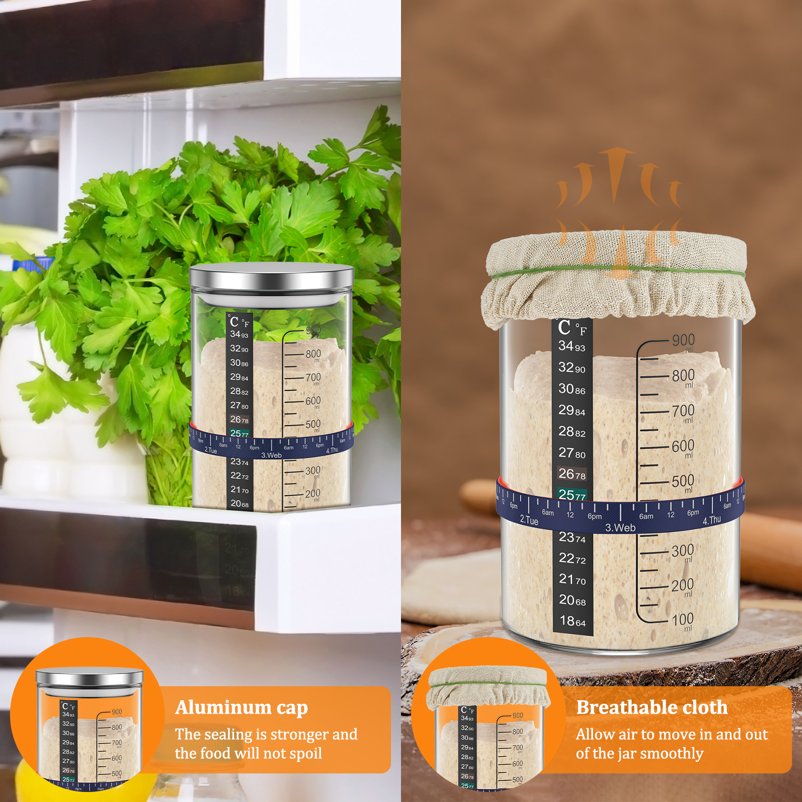 Sourdough Starter Jar Kit 900m – Food Storage Tank Bewertung und Preis
