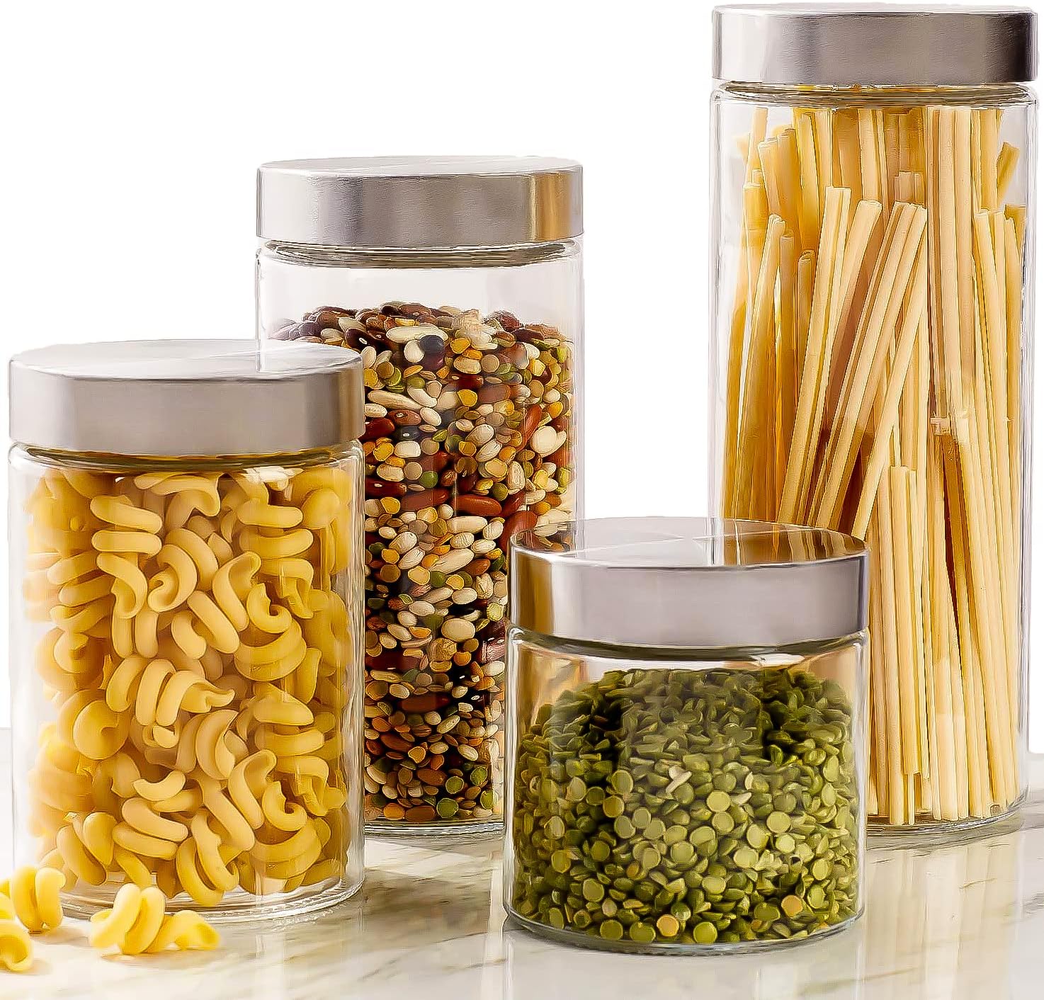 4pc Canister Sets for Kitchen  – Food Storage Glass Jar Bewertung und Preis