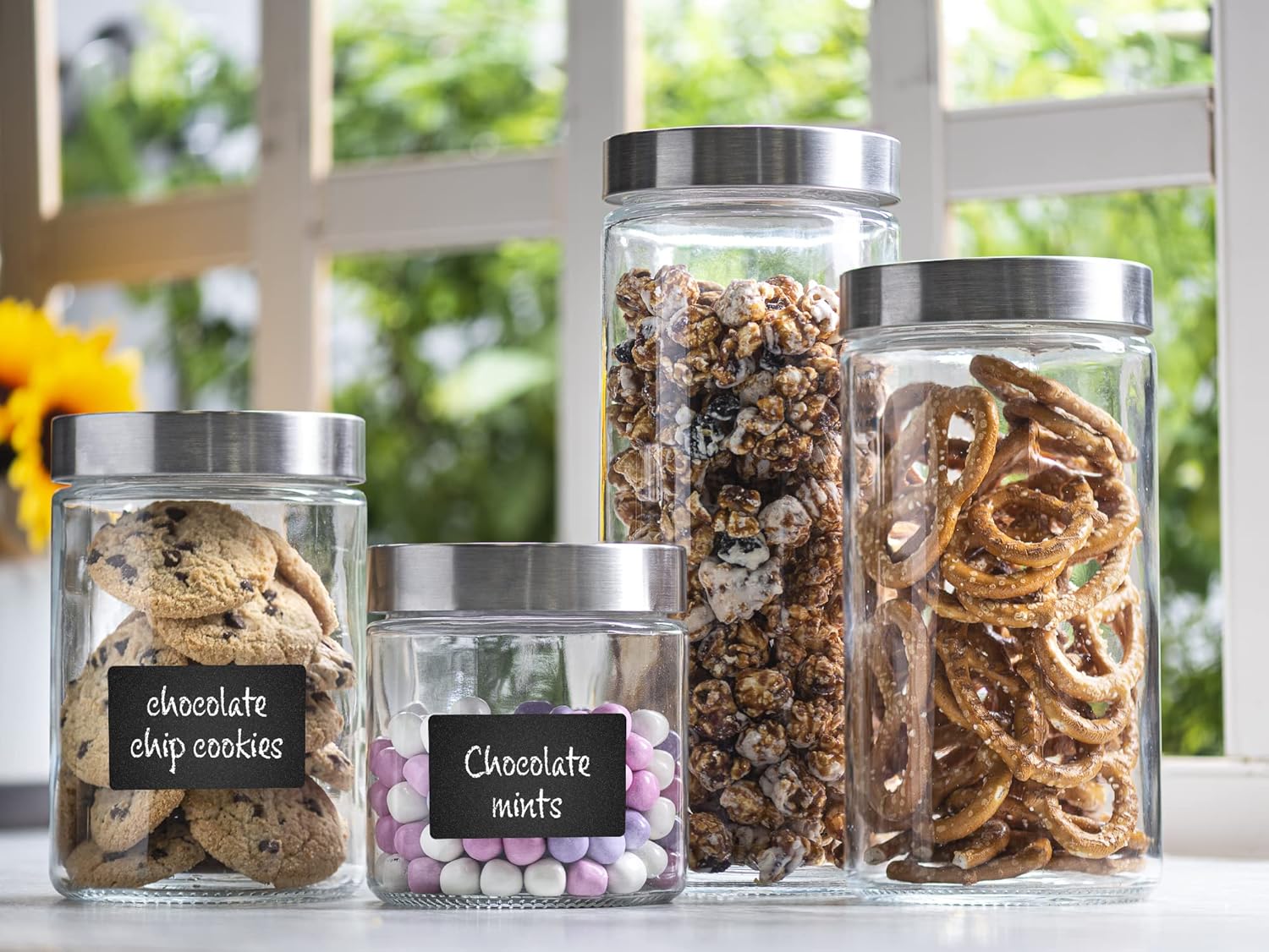 4pc Canister Sets for Kitchen  – Food Storage Glass Jar Bewertung und Preis