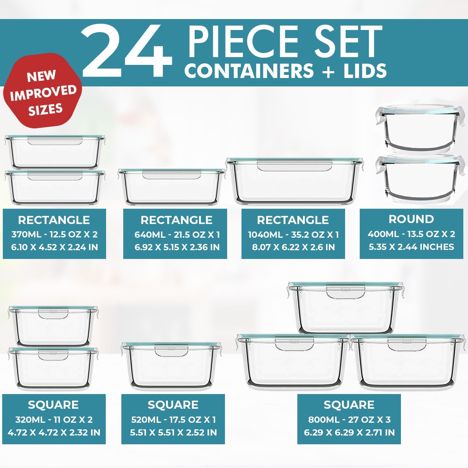 24 Pc Airtight Glass Food Stor – Glass Meal Prep Container Bewertung und Preis