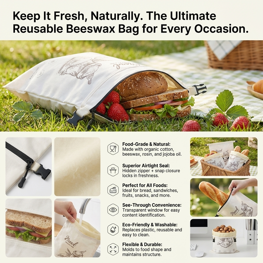 Reusable Beeswax Bread Bag wit – Food Storage No Plastic Bewertung und Preis