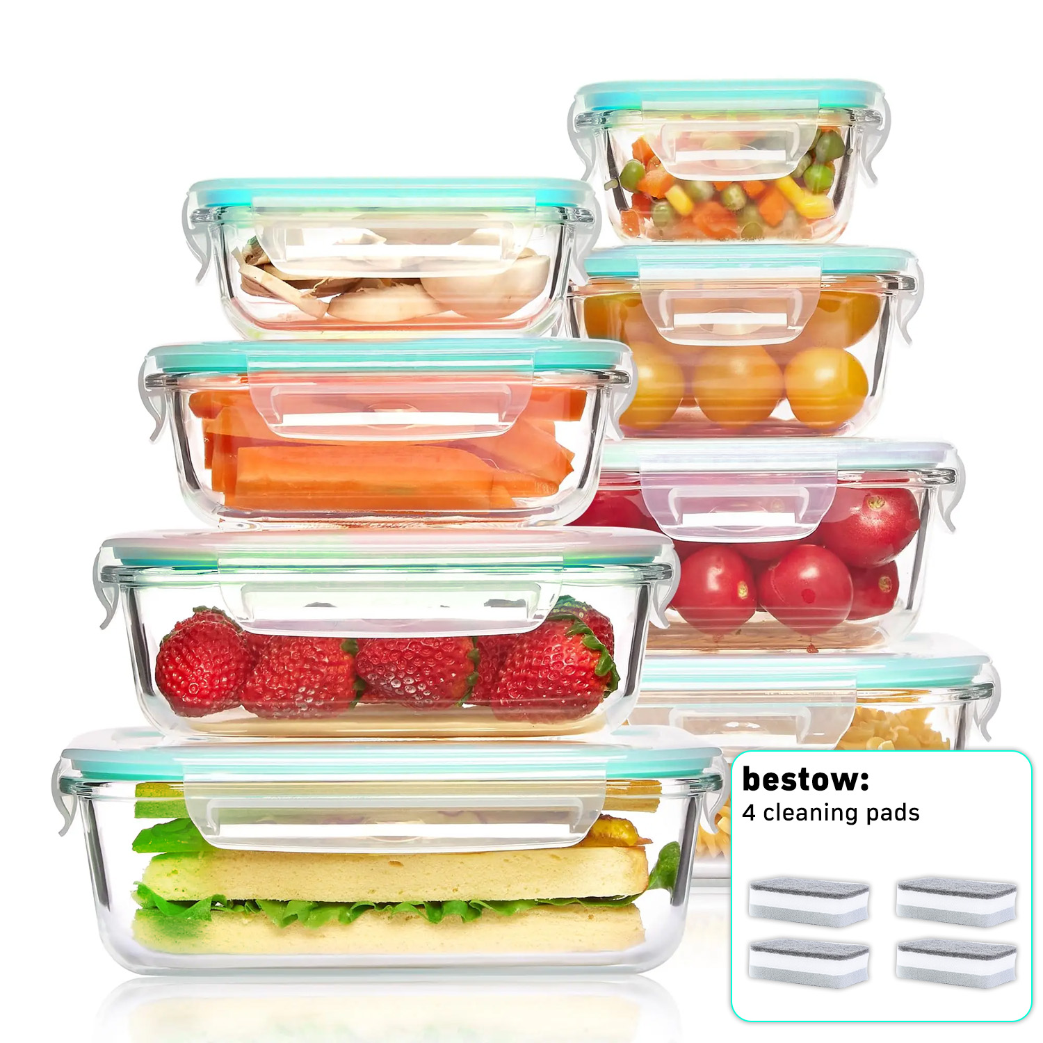 8-Pack Airtight Glass Food Sto – Glass Meal Prep Container Bewertung und Preis
